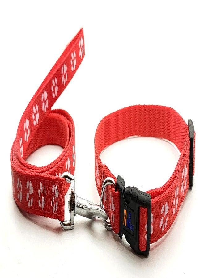 Pups&Pets Printed Nylon Collar Leash Set Adjustable 15 MM, Ideal for All Breed Small Dog & Puppies - (Red, Pattern 03) - Image 5